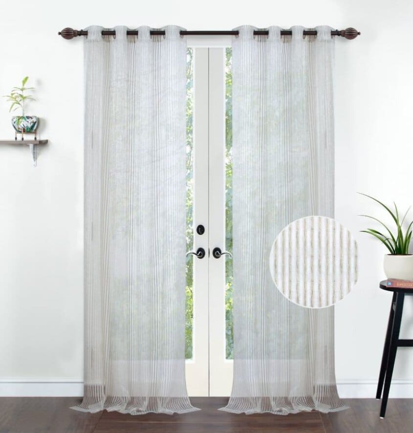 Manufacturer, Exporter, Importer, Supplier, Wholesaler, Retailer, Trader of 228.5 Cms 2N Poy Sheer Curtains for Door Ivory in New Delhi, Delhi, India.