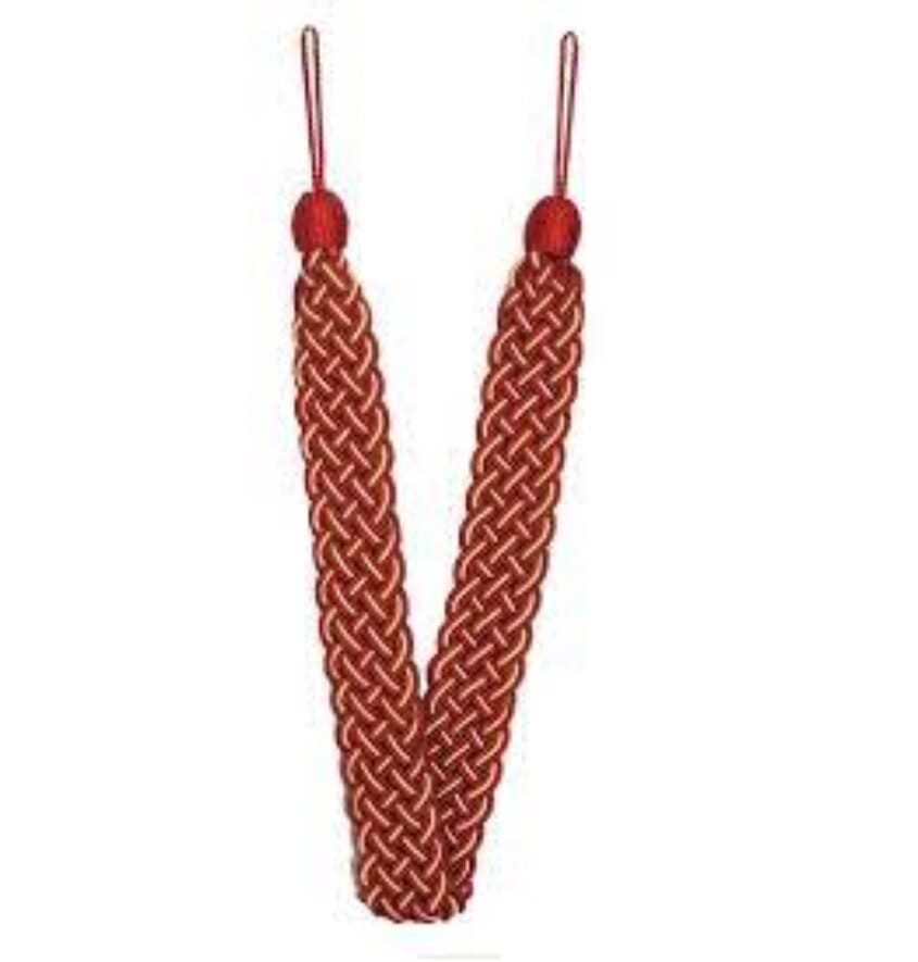 Manufacturer, Exporter, Importer, Supplier, Wholesaler, Retailer, Trader of Braided Cord Tieback Red Gold Mix in New Delhi, Delhi, India.