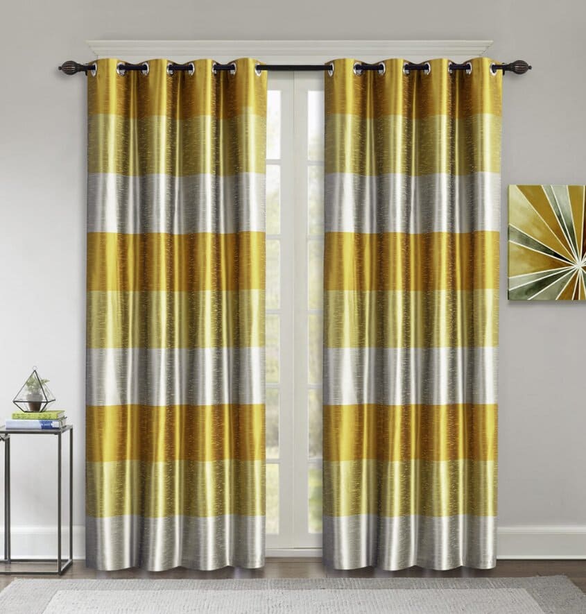 Manufacturer, Exporter, Importer, Supplier, Wholesaler, Retailer, Trader of Deco Window 2 Piece Silk Route Blackout Eyelet Polyester Window Curtain - 152 cms, Yellow in New Delhi, Delhi, India.