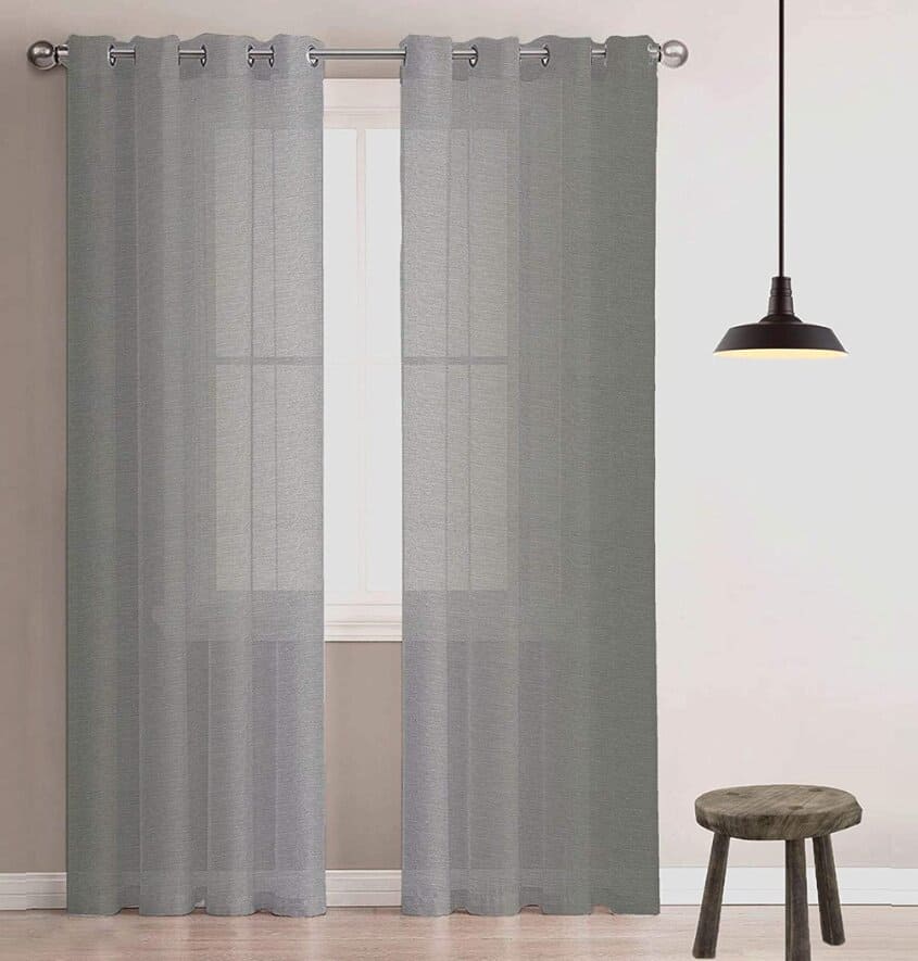 Manufacturer, Exporter, Importer, Supplier, Wholesaler, Retailer, Trader of Harmony Sheer Eyelet Polyester Window Curtain(2N) - 152Cms, Grey in New Delhi, Delhi, India.