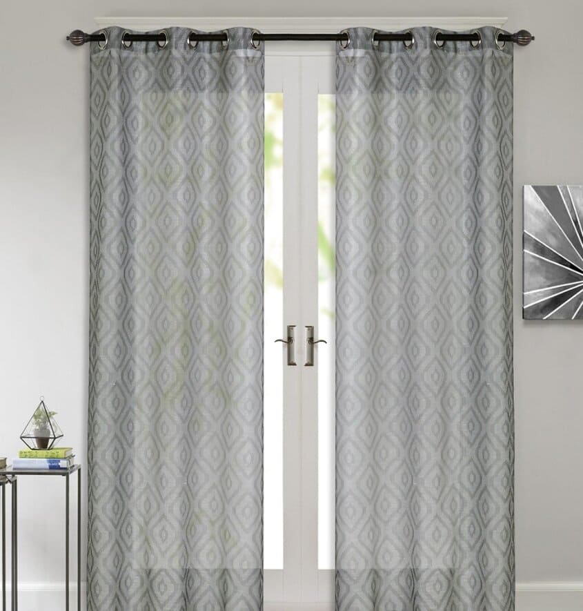 Manufacturer, Exporter, Importer, Supplier, Wholesaler, Retailer, Trader of Ikat Sheer Eyelet Polyester Door Curtain -228.5cms, Grey-2N in New Delhi, Delhi, India.