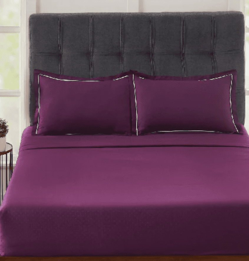 Manufacturer, Exporter, Importer, Supplier, Wholesaler, Retailer, Trader of Indulgence Solid King Bedsheet set , 300TC , 100% Cotton , Imperial purple in New Delhi, Delhi, India.