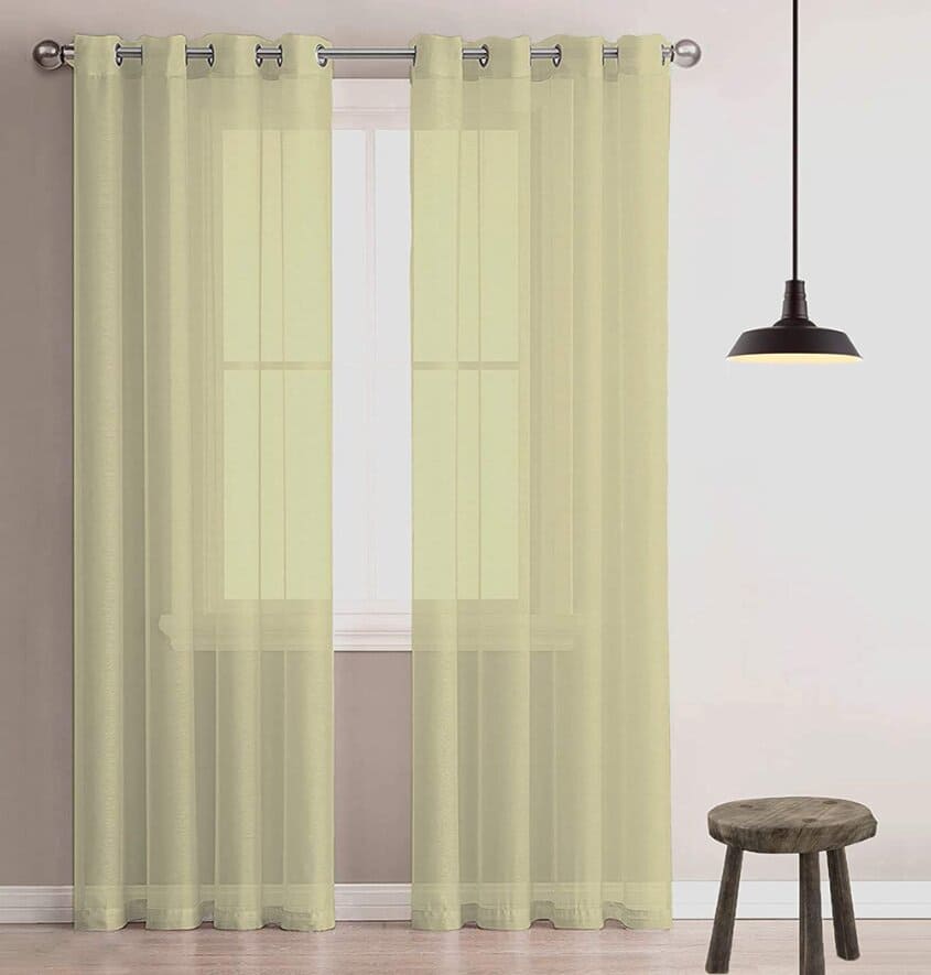 Manufacturer, Exporter, Importer, Supplier, Wholesaler, Retailer, Trader of Sheer Eyelet Polyester Window Curtain(Set of 2) - 5ft (60 inch), Ivory in New Delhi, Delhi, India.