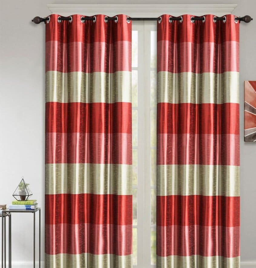 Manufacturer, Exporter, Importer, Supplier, Wholesaler, Retailer, Trader of Silk Route Blackout Eyelet Polyester Long Door Curtain - 274 cms, Red, 2N in New Delhi, Delhi, India.